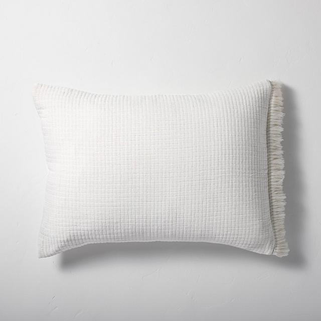 King Textured Fringe Pillow Sham Sour Cream - Hearth & Hand™ with Magnolia