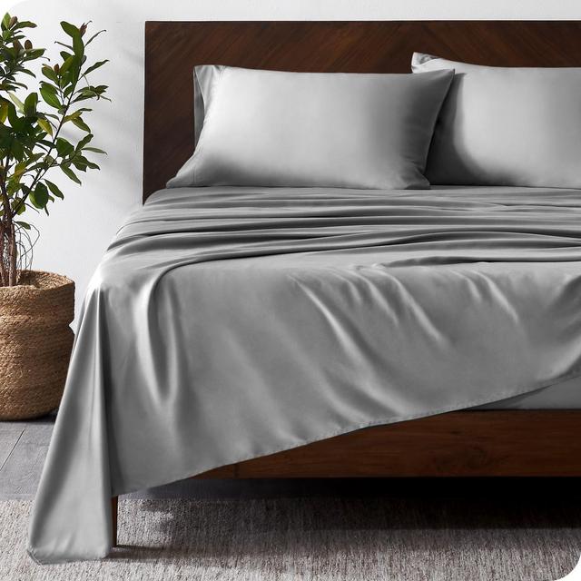 Queen Light Grey Rayon from Bamboo Solid Deep Pocket Sheet Set by Bare Home