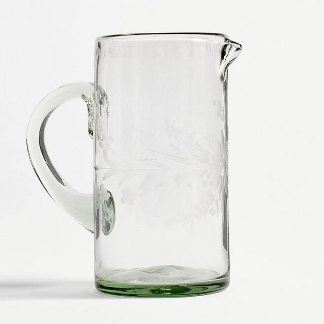 Etched Floral Recycled Pitcher