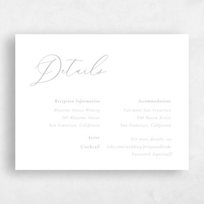 Metallic Silver, Grey Wedding Enclosure - Merlo Letterpress