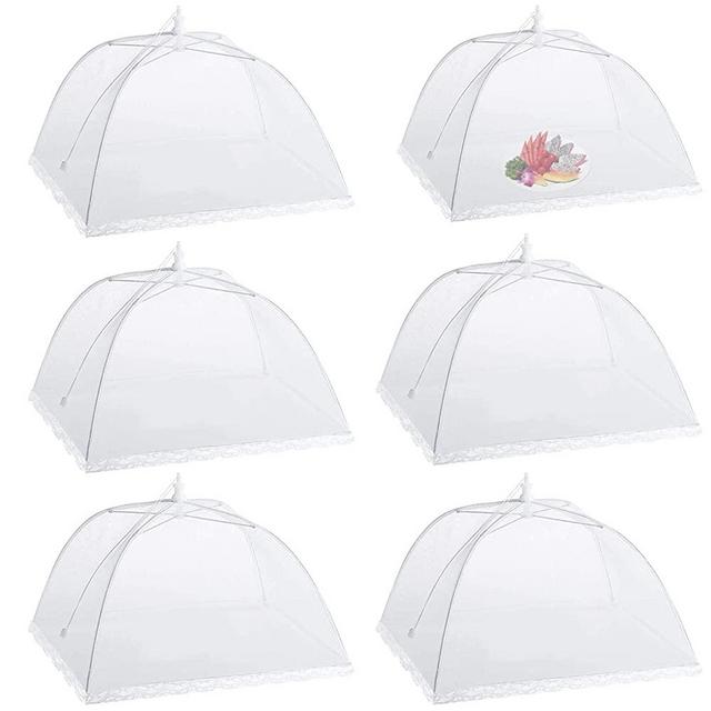Camkey 6 Pack Dome Screen Mesh Food and Plant Covers，Reusable 17" Large Pop-Up Mesh Food Cover Tent, Collapsible Screens Canopy Food Cover Protector from Flies and Bugs for Outdoor and Home Use