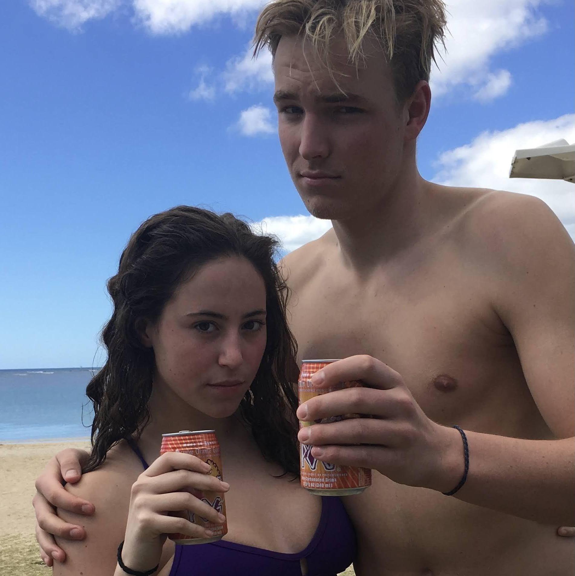 Our first photo together- it was freshman year on training trip in Hawaii.