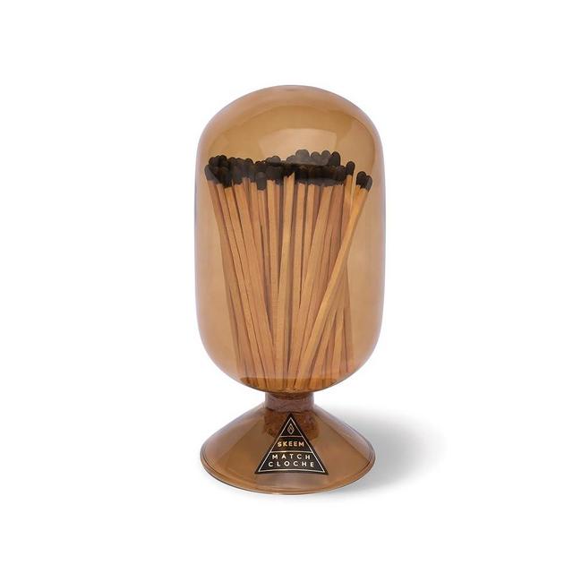 Skeem Glass Match Cloche - Amber - Includes 120 Small Black-Tipped Match Sticks