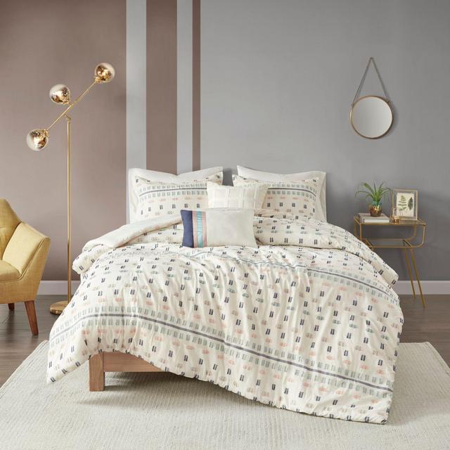 Urban Habitat Auden 5-Piece Cotton Jacquard Full/Queen Duvet Cover Set in Aqua