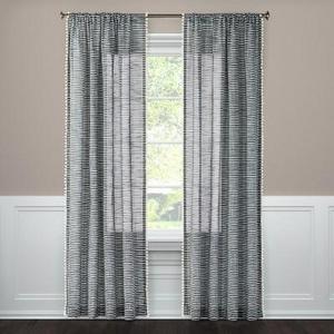 Pom Stripe Window Sheer Black (54"x84") - Threshold™