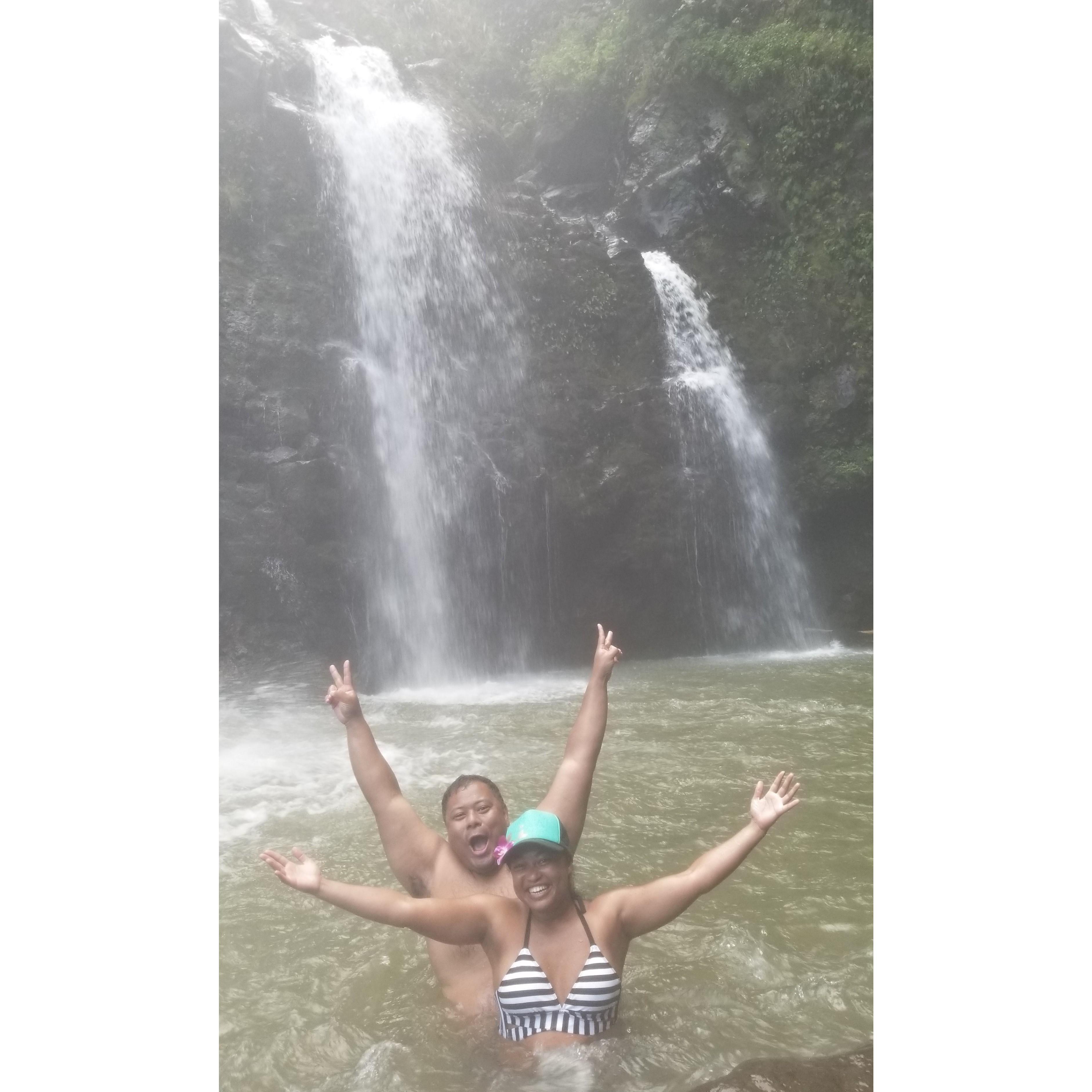 That one time we climbed down a cliff, under a bridge, and over giant boulders to swim in the river at Three Bears Waterfall in Maui.