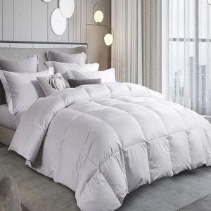 Martha Stewart White Goose King Size Feathers Down Fiber Comforter, 100% Cotton Duvet Insert King, Hotel Luxury Hypoallergenic Comforter 59oz Light Warmth 106 x 90 Inch | King