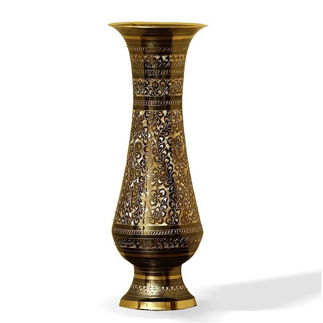 ARRC Vase for Home Decor - Handcrafted Brass Vase - 10" Tall Decorative Vase - Flower Vase- Gold Vases for Centerpieces - Rustic Vase- Ideal Shelf Decor, Table Decor, Entryway
