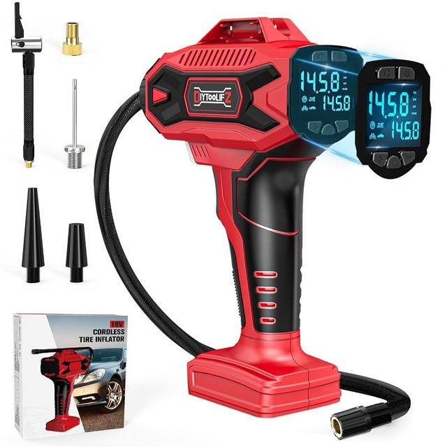 Cordless Tire Inflator Air Compressor for Milwaukee 18V Battery, Portable Handheld Air Pump with Digital Pressure Gauge for Cars Motorcycles Bikes Sport Balls(Battery Not Included) (160psi)