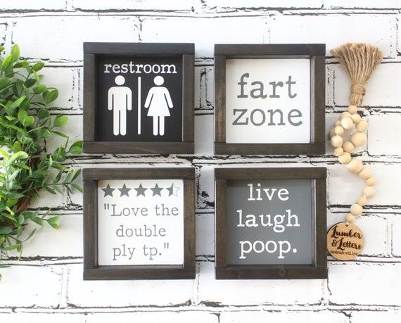 Mix and Match Bathroom Wall Decor - Modern Bathroom Signs