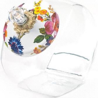Cookie Jar with Flower Market Enamel Lid - White