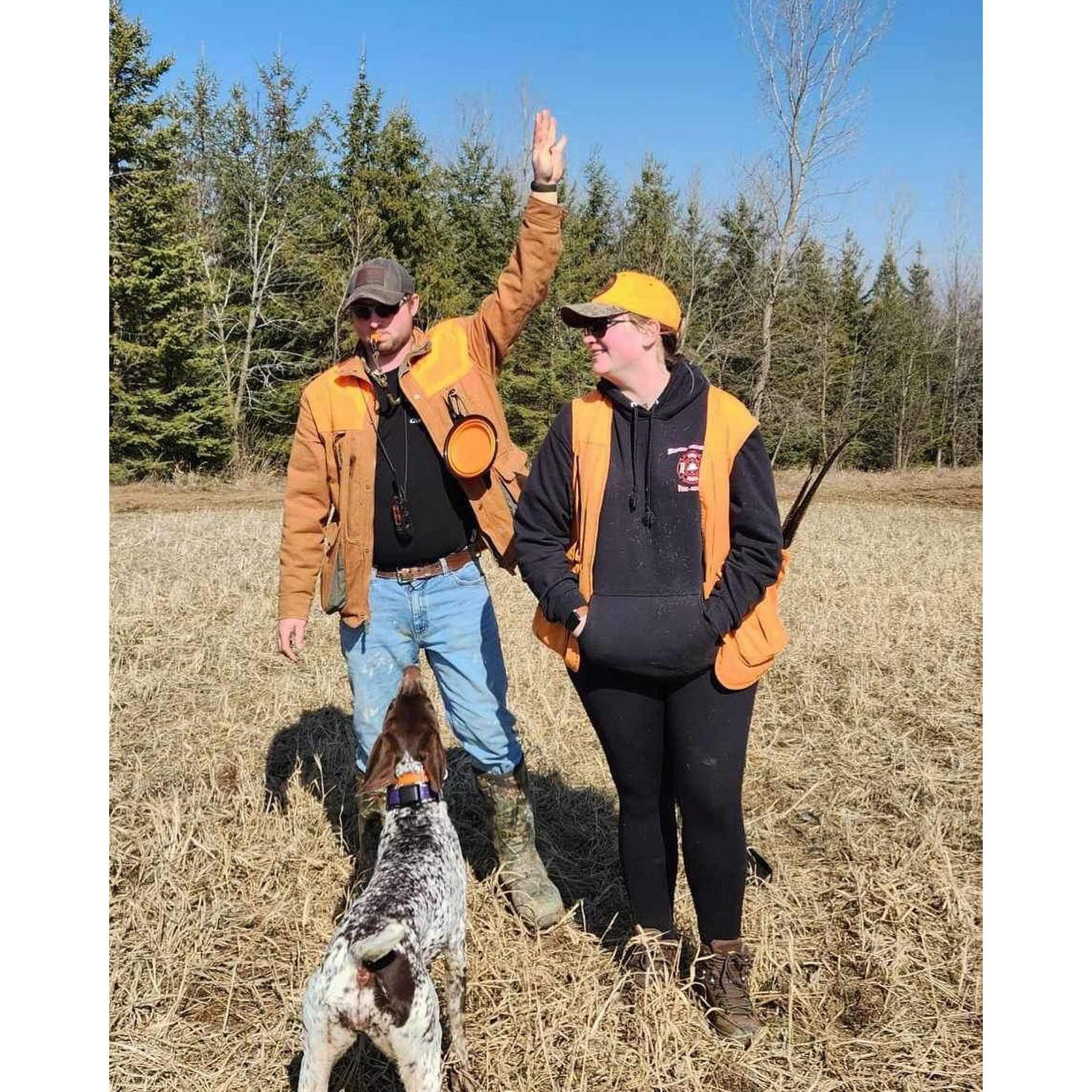 Kendra's first time out properly bird hunting with our dog, Lily.