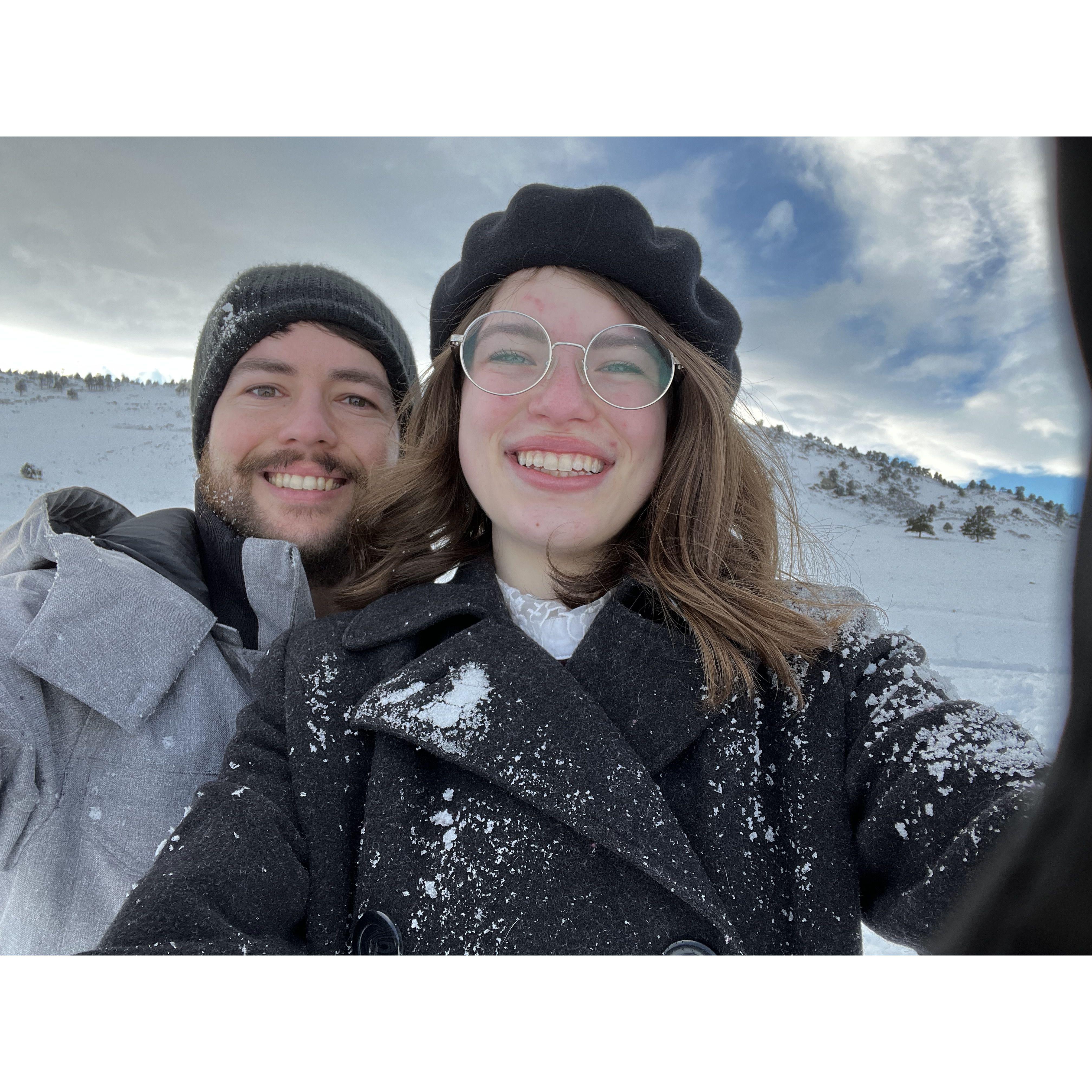 Josiah's first time sledding, (he loved it)