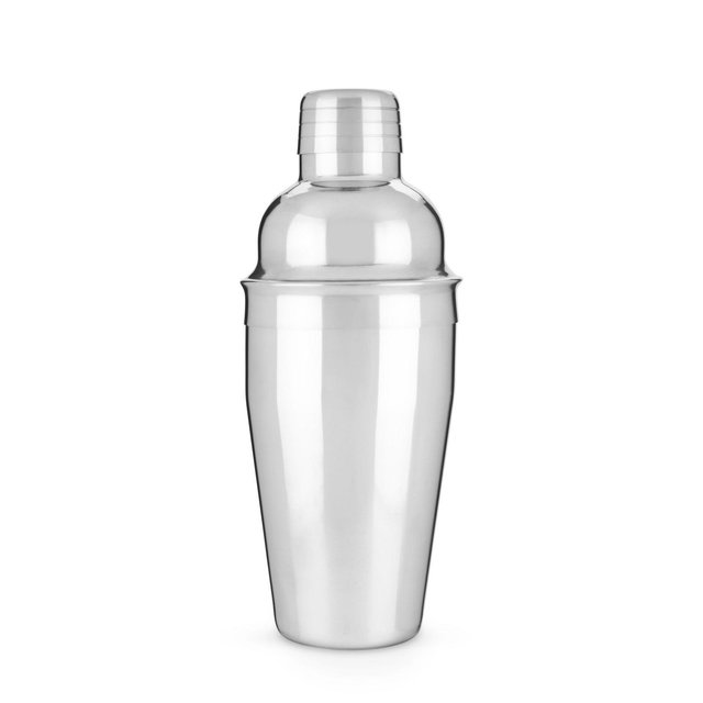 True Contour Cocktail Shaker, 12 oz Stainless Steel Cobbler Shaker With Cap And Strainer - Drink Shakers for Cocktails and Liquor, Silver