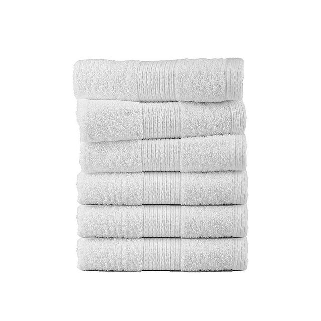 LANE LINEN 6 PC Wash Cloths Bathroom Set -100% Cotton Highly Absorbent Washcloths Bulk, Premium Spa & Hotel Quality Wash Clothes - White
