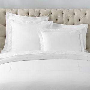 Emilia Embroidered Organic Percale Duvet Cover - White - Full/Queen