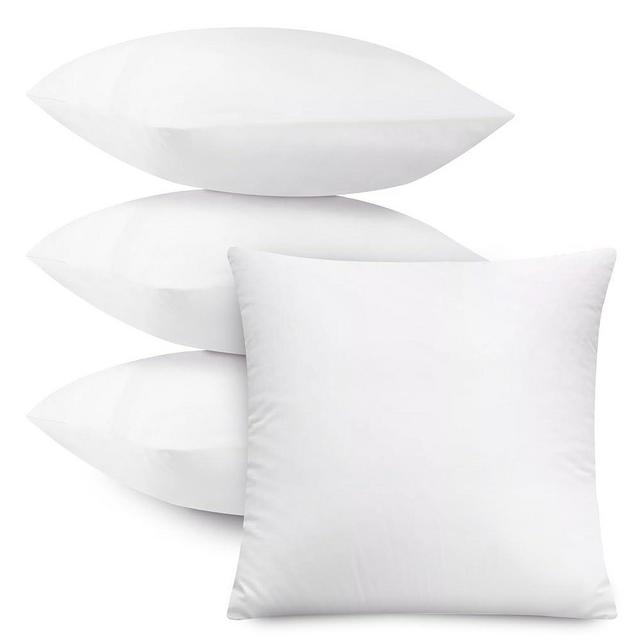 Hannah Linen Throw Pillows - 12x12 Pillow Insert Set of 4 - Throw Pillows for Couch & Bed - Soft & Comfortable Square Pillows - Decorative Cushion