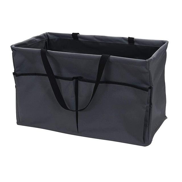 Household Essentials Grey Krush Canvas Utility Tote with Pockets | Reusable Grocery Shopping Bag