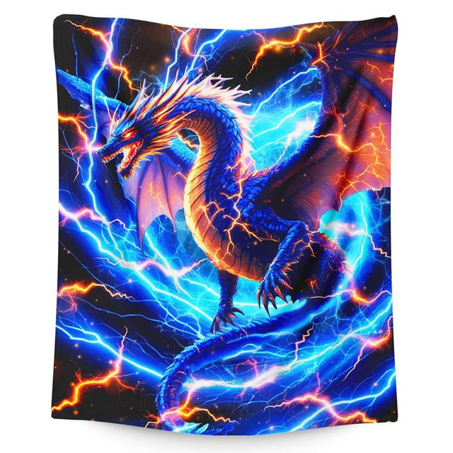 CUSTOMJOY Dragon Blanket for Boys Men Son, Throw Blankets for Kids Adults Dragon Lovers 60x80 Inches Lightweight Comfy Cozy Throw for Sofa Couch Bed