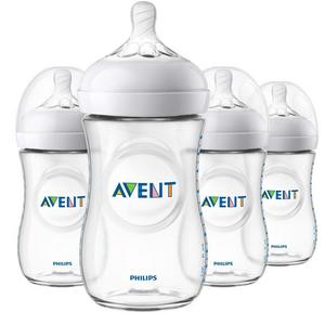 Philips Avent Natural Baby Bottle, Clear, 9oz, 4pk, SCF013/47