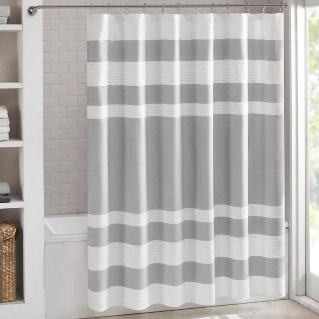 Madison Park 54-Inch x 78-Inch Spa Waffle Shower Curtain in Grey