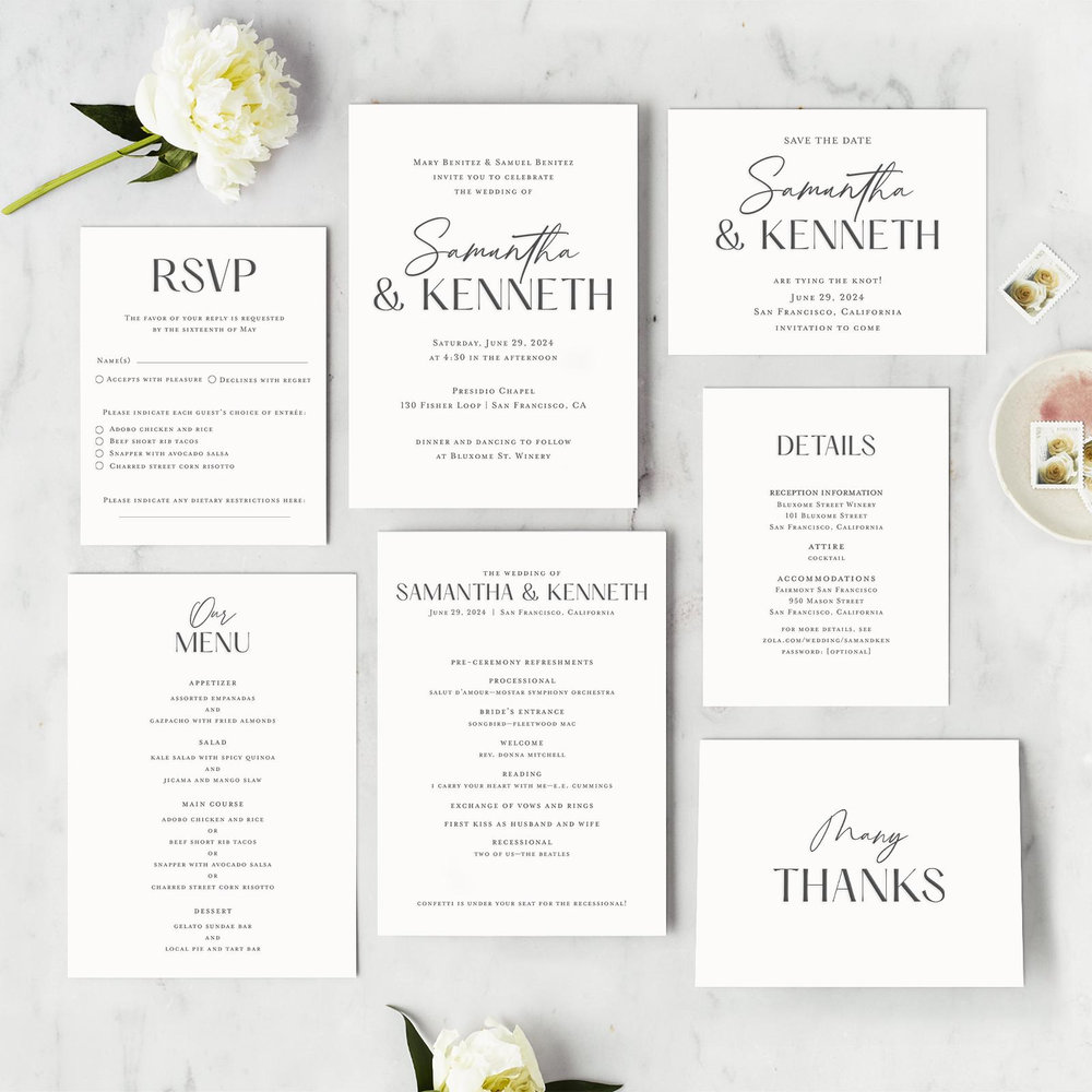 Sidney Portrait Letterpress | Black | Zola Wedding Invitations