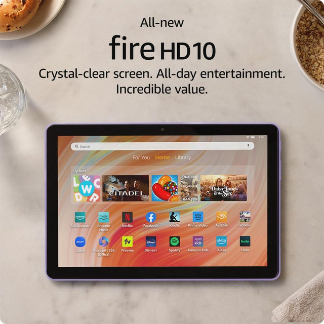 All-new Amazon Fire HD 10 tablet, built for relaxation, 10.1" vibrant Full HD screen, octa-core processor, 3 GB RAM, latest model (2023 release), 32 GB, Lilac