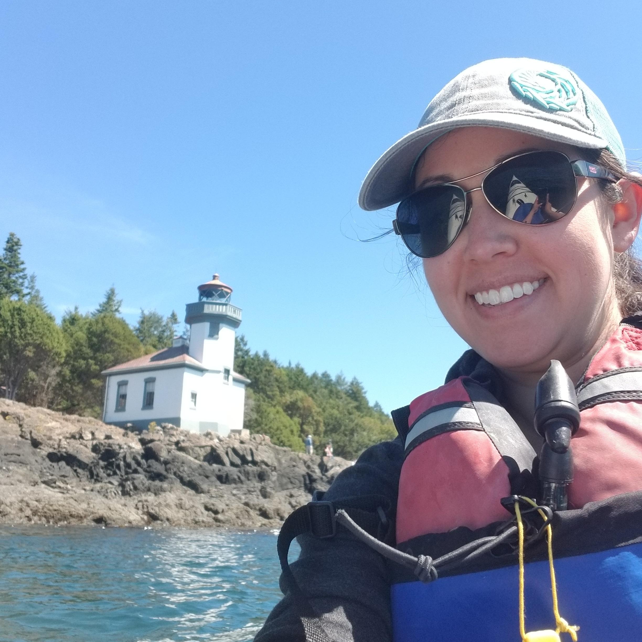 The lighthouse from the water.