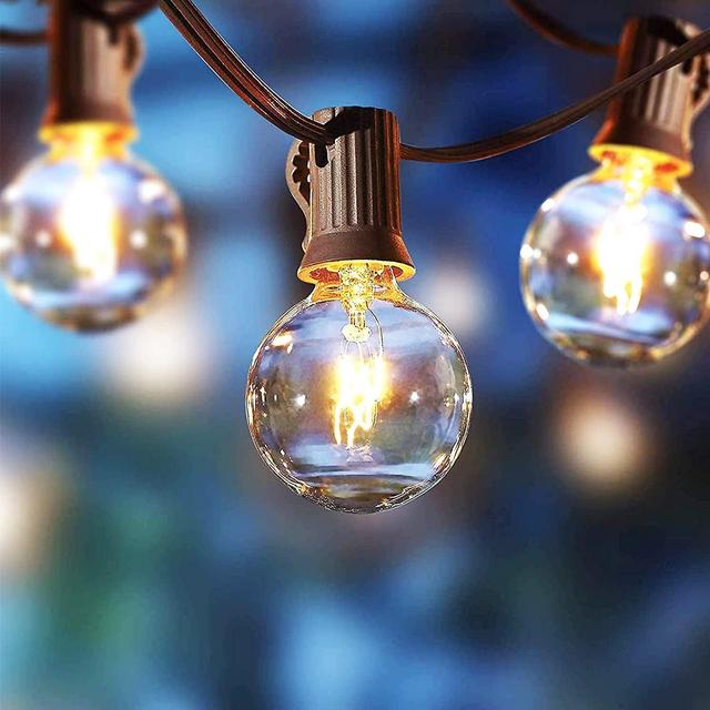 Better Homes & Gardens 20-Count Clear Glass Globe G40 Bulbs Outdoor String Lights, Set of 2