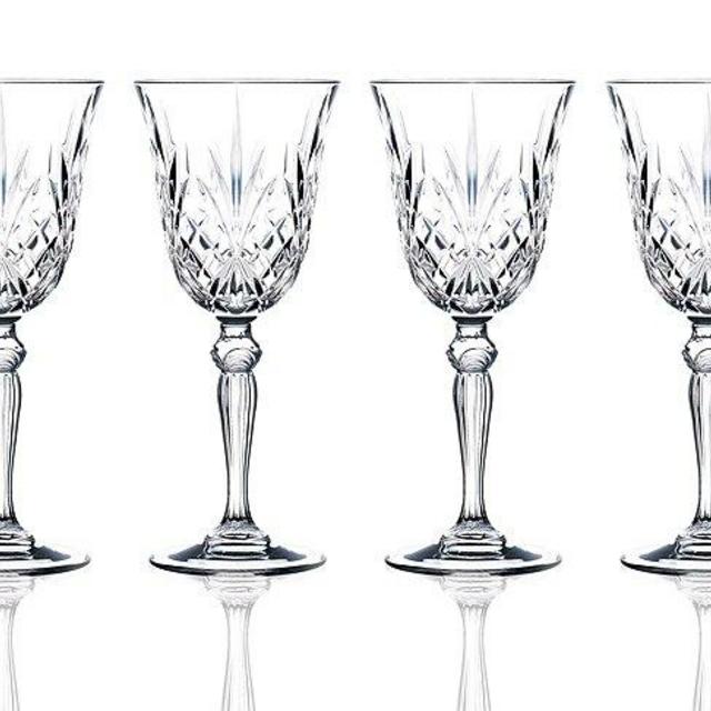 Lorenzo Crystal Glass Set of 6 Lorren Home Trends-Melodia, 6 Count (Pack of 1), White Wine