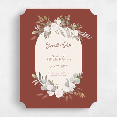 Orange Ticket Wedding Save the Date - Adeleida Classic