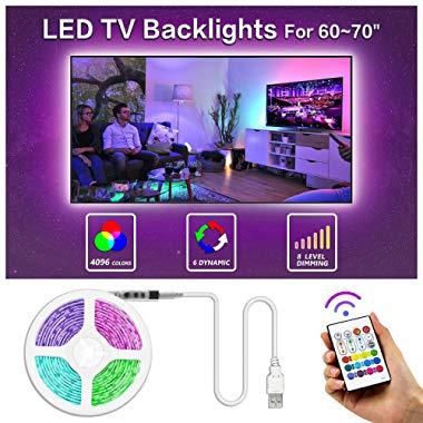 Bason TV LED Backlight, 13.09ft USB Led Lights Strip for TV/Monitor Backlight, Led Strip Light with Remote, TV Bias Lighting for Room Home Movie Decor(60-70inch), Updated.