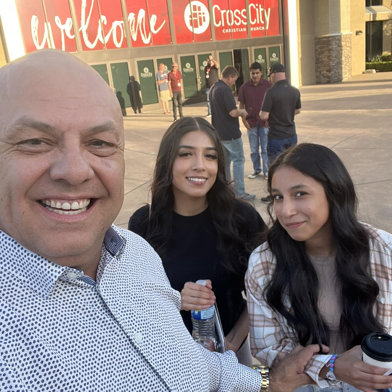 At Cross City Church with our girls