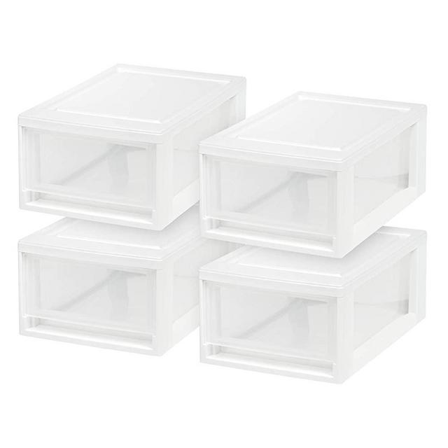 IRIS USA MSD-1 Compact Stacking Drawer, White, 6 Quart, 4-pack