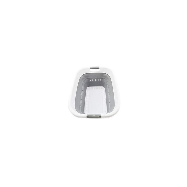 SAMMART 37L Collapsible Plastic Laundry Basket, White/Grey