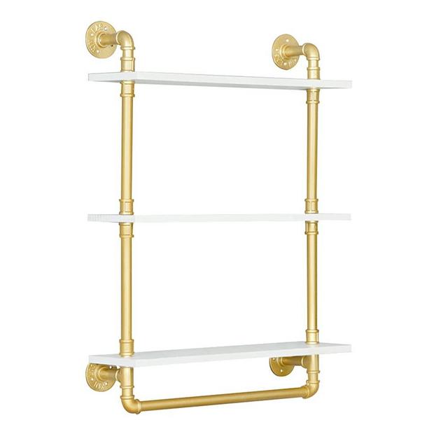 Boluo Kitchen Wall Shelf Bathroom Shelves with Hooks 24 inches