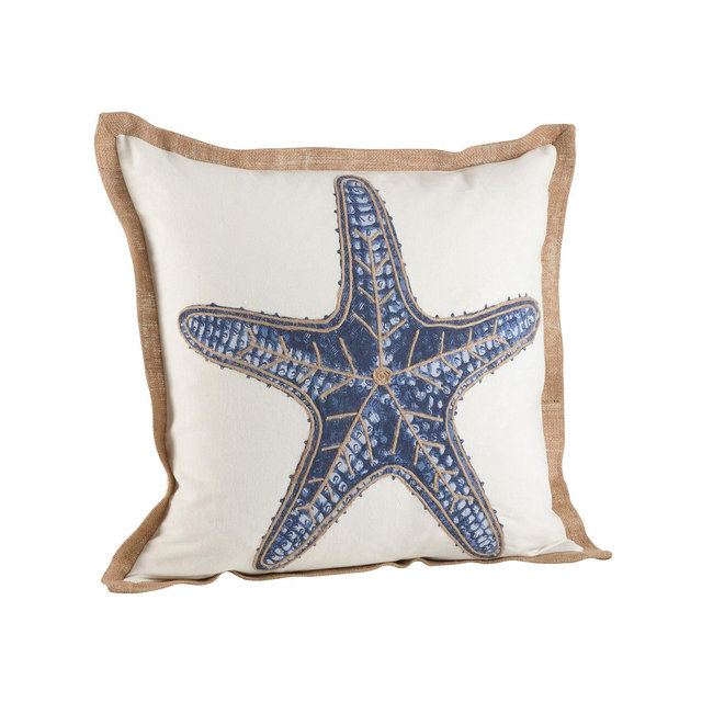 Saro Lifestyle Star Fish Printed Decorative Pillow, 20" x 20"
