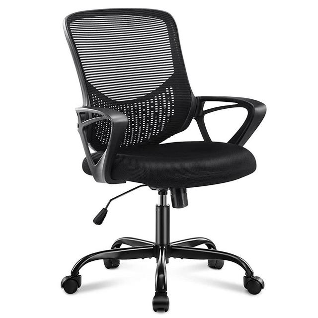 Ergonomic Office Chair, Rolling Chair Swivel Chair Computer Chair Mesh Office Chair Back Support, Adjustable Height, Desk Chair with Wheels and arms, Dark Black