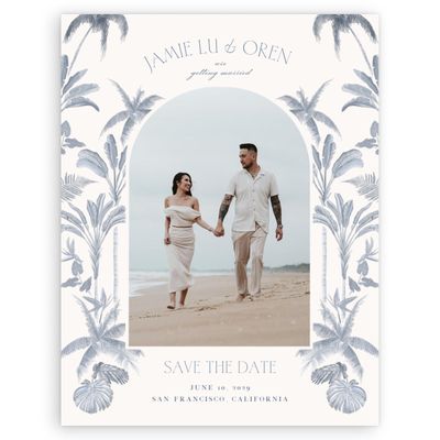 Dark Cobalt, Grey Wedding Digital Save the Date - Somrig Photo