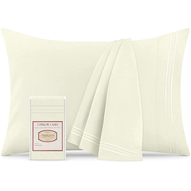 Mellanni King Size Pillow Cases 2 Pack - Pillow Covers - Pillow Protector - Hotel Luxury Bedding Sheets & Cooling Pillowcases - Wrinkle, Fade, Stain Resistant (Set of 2 King Size, Ivory)