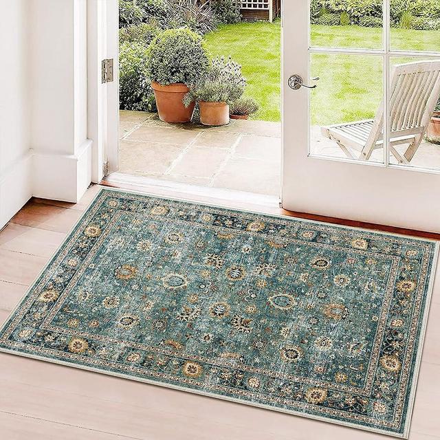 TOPRUUG Washable Runner Rug 2x3 Entryway Rug Door Mat Non Slip Runner Rugs with Rubber Backing Soft Kitchen Runner Rug Farmhouse Distressed Carpet Runner for Living Room Bedroom Bathroom