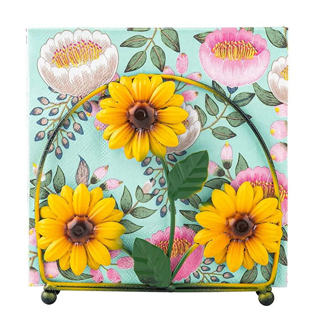Napkin Holder For Table Sunflower Farmhouse Napkin Holder Cocktail Napkin Holder Black Rustic Napkin Holder For Kitchen