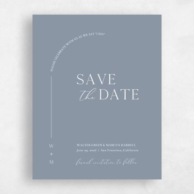 Dusty Blue Wedding Save the Date - Olaya Portrait