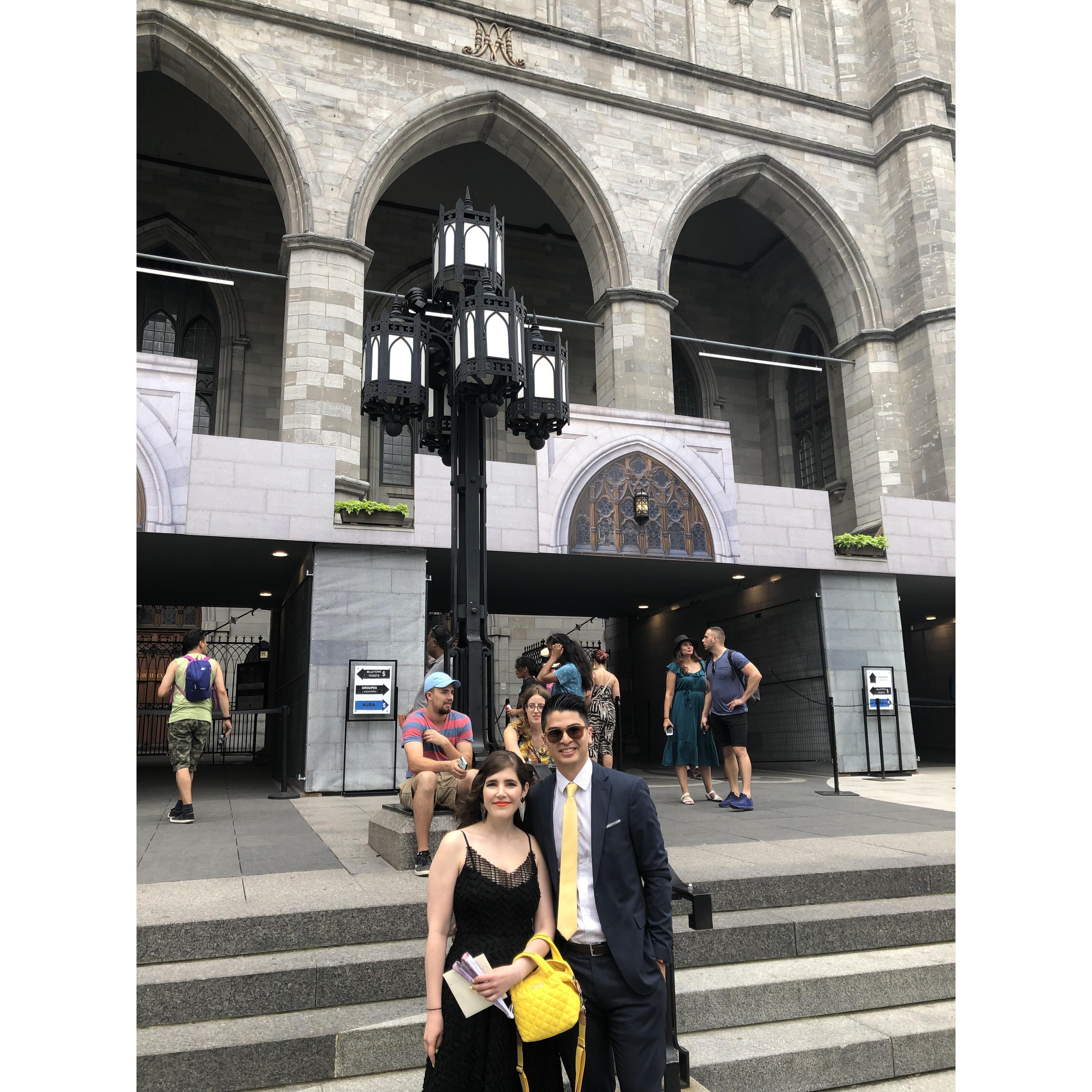 In Montreal. Sara asked the father of the bride to take our photo when he had nothing better to do!