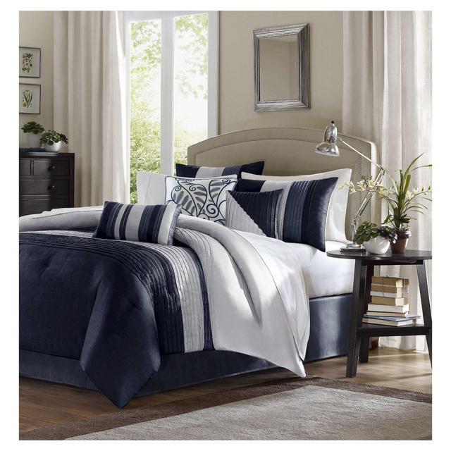 Salem 7 Piece Comforter Set- Navy (King)