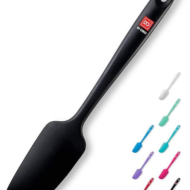 DI ORO Seamless Series Mini Silicone Spatula - BPA Free Pro-Grade 600ºF Heat-Resistant Non-Stick Small Rubber Jar Spatula - Silicone Kitchen Scraper Utensil Tool for Cooking and Baking (Black)
