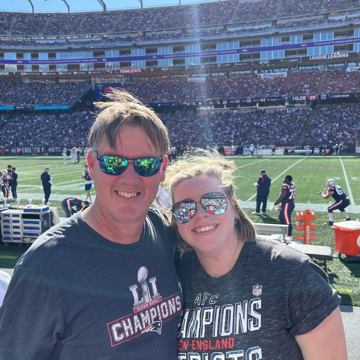 Dad & Carol at a Patriots game