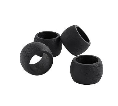 Chateau Acacia Wood Napkin Ring, Set of 4 - Black