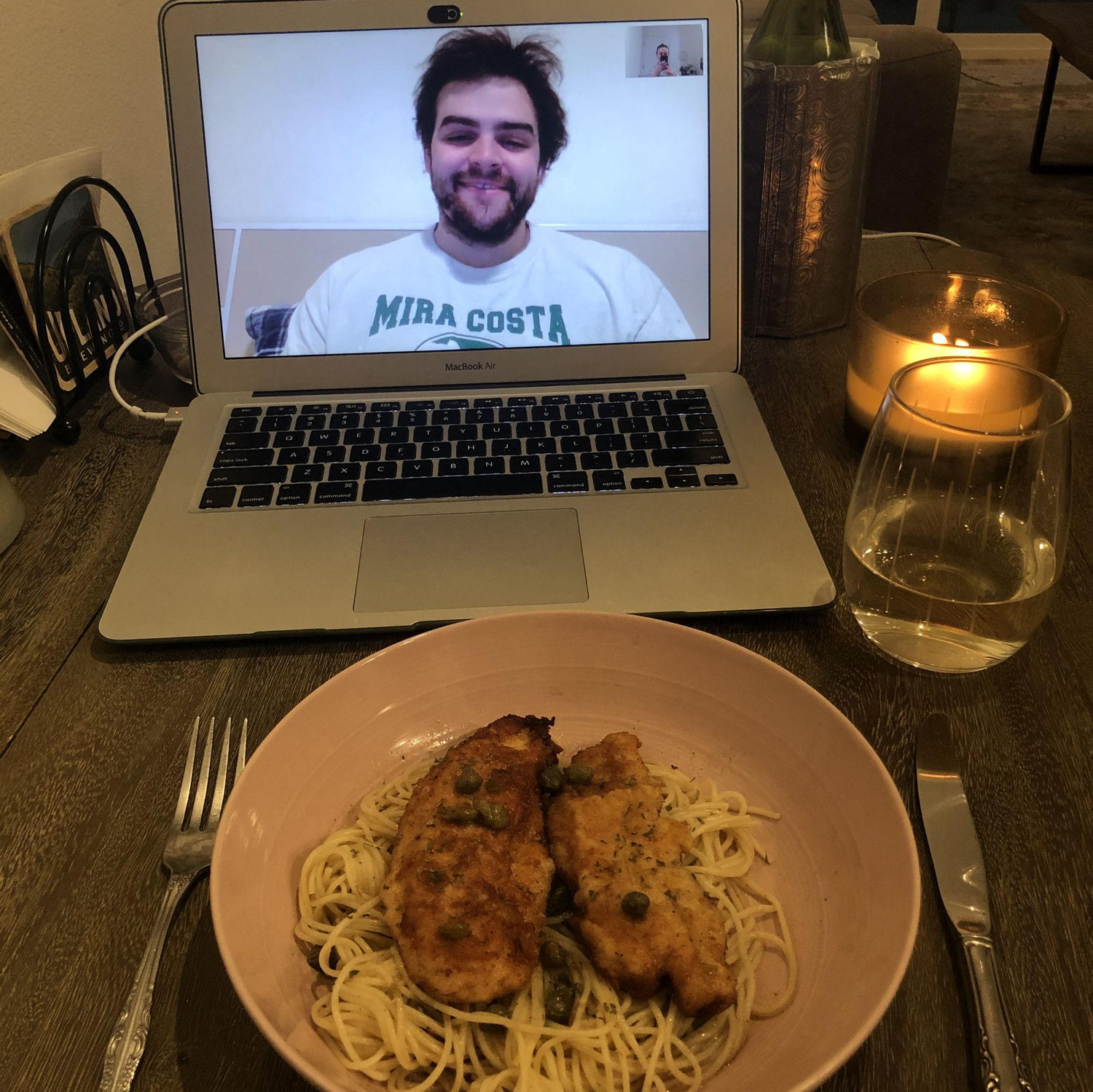 One of many long-distance dinner dates