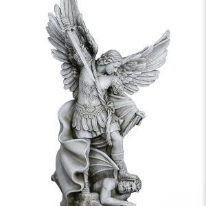 DevotedWalls 20.5" Large Saint Michael Statue Outdoor,Michael the Archangel Slaying Satan,Large Garden Religious Sculpture,San Miguel Arcangel Defender for Porch,Patio or Church Entryway
